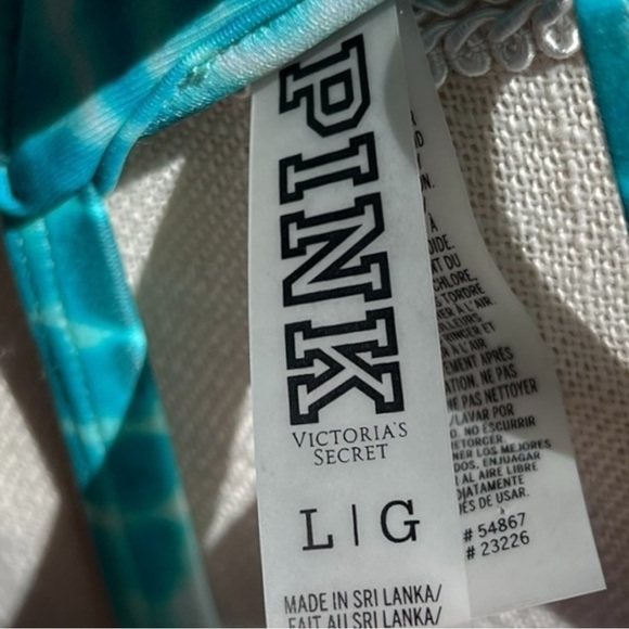 🌻PINK Victoria’s Secret Turquoise Tie Dye Bikini Top Size Large - Picture 9 of 10